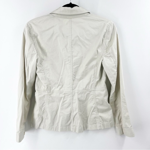✅ TALBOTS NEUTRAL COTTON JACKET POCKETS BUTTON FRONT SIZE 4 CAPSULE WARDROBE - Picture 6 of 6